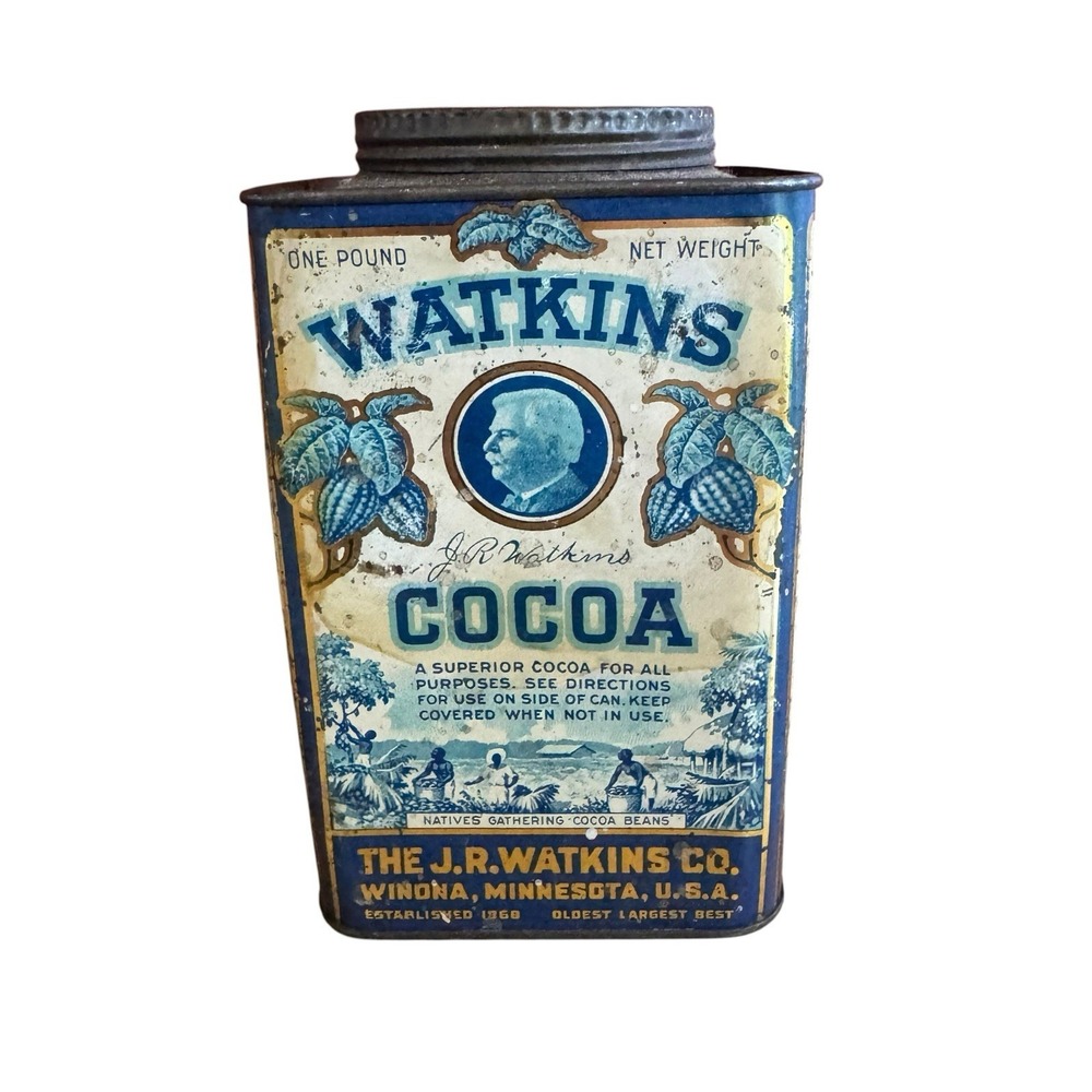 6" WATKINS COCOA TIN WINONA MN MINNESOTA ADVERTISING MN MINNESOTA MINN.